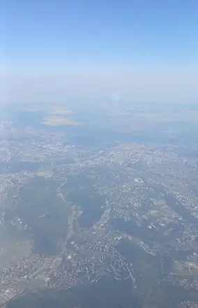 Belgrade and its river a few minutes after take-off