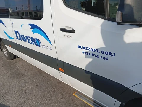 Davero Trans minibus from Hurezani, Gorj, parked at Craiova North Bus Station, 13 August 2026