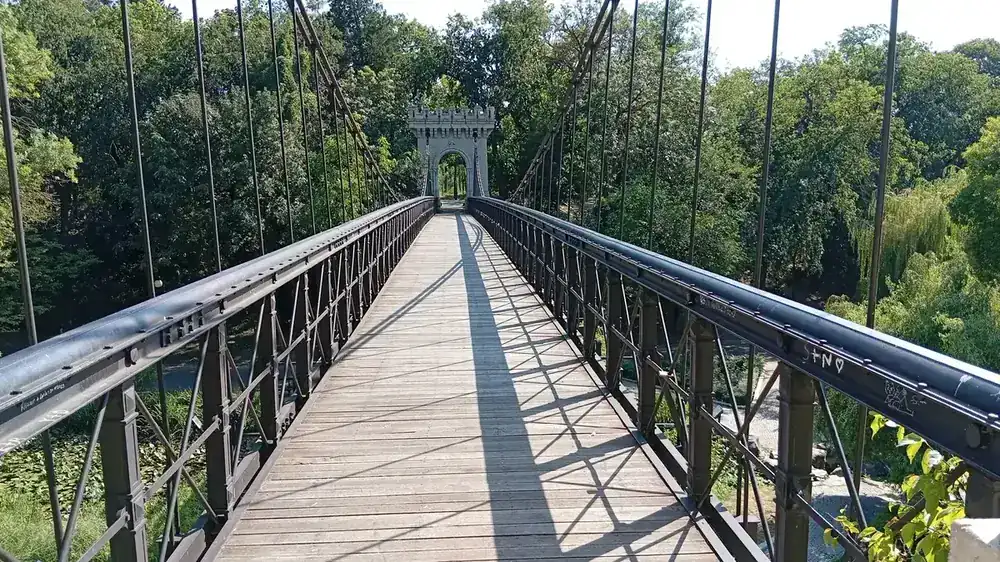 The suspension bridge, looking along the deck