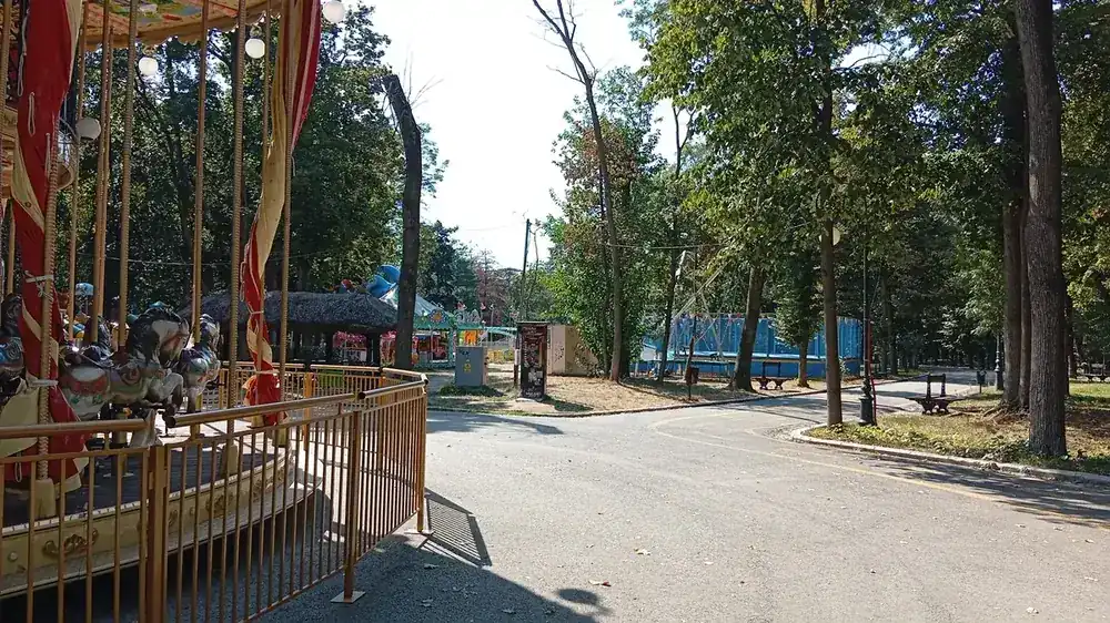 The fairground end of the park